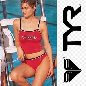 NWT TYR Women's 2 Pc Red Guard Swim Set ~XXS